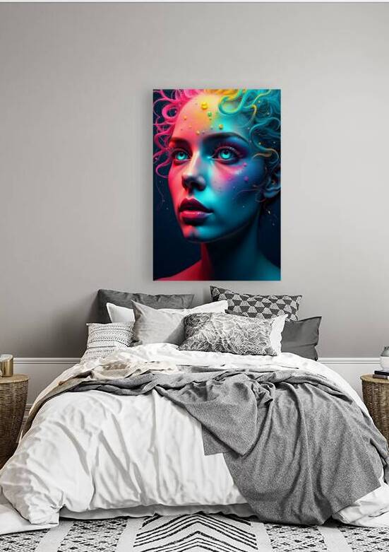 Chromatic Reverie: Surreal Woman Portrait in Vibrant Color Splashes by RACHID RHAMMOUD