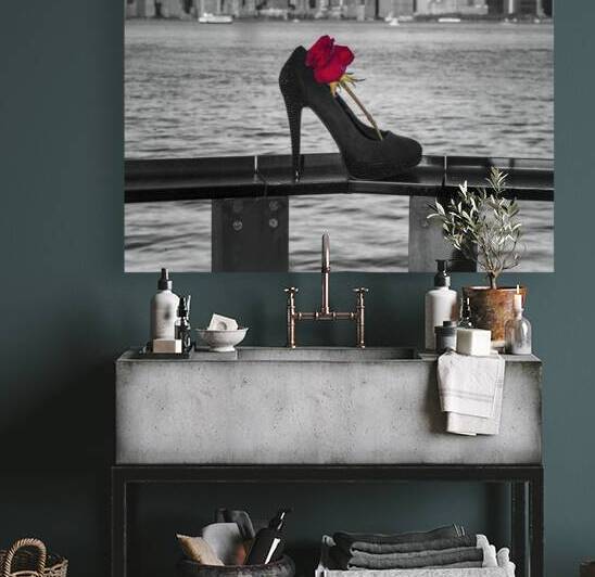 Female high heel shoe with red rose New York by Assaf Frank