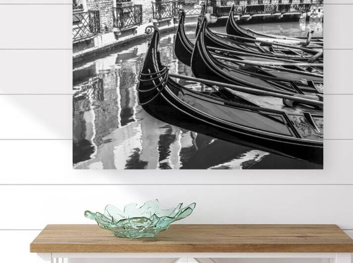 Gondolas in narrow canal Venice Italy by Assaf Frank