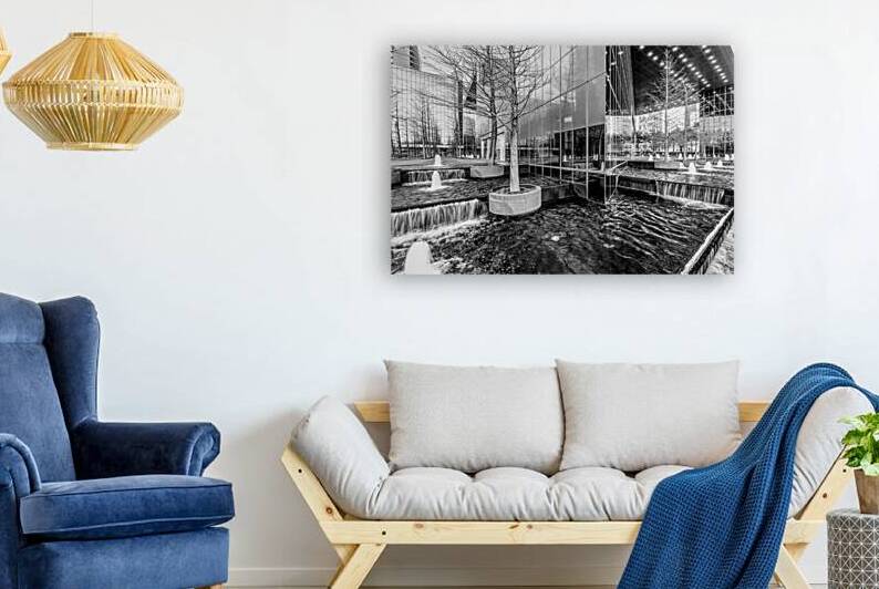 Dancing Fountains And Falls Dallas Grayscale by Jennifer White