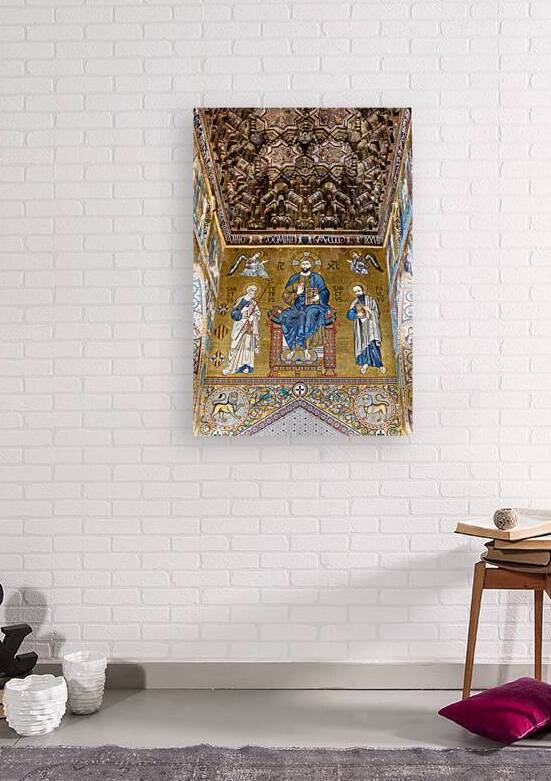 Majestic mosaic of christ pantocrator with saints peter and paul by Gualtiero Boffi