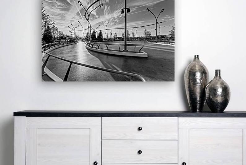 Omaha Sunrise Sunburst Skate Park Grayscale by Jennifer White