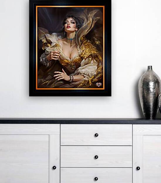 An Opulent Golden Symphony Of Marceline Alarice Emerging From Shadow Gorgeous AI Concept Art by Xzendor7 by xzendor7