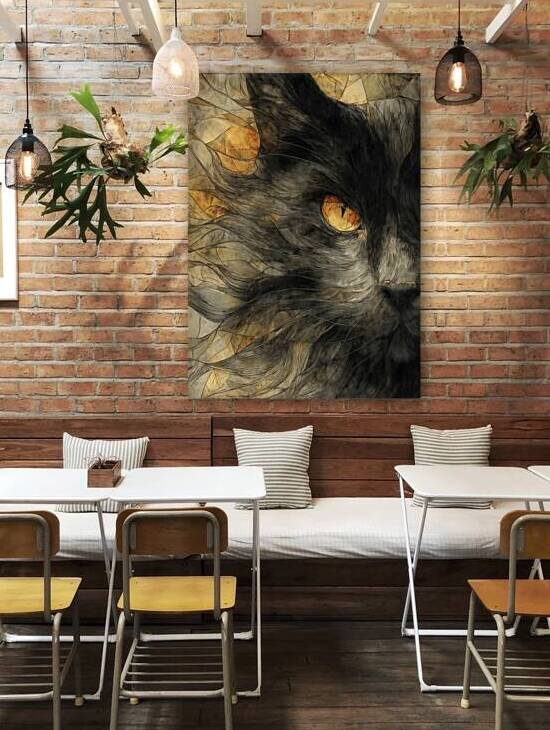 Golden Gaze – Mystical Black Cat Portrait by Anne Laure GOUPIL