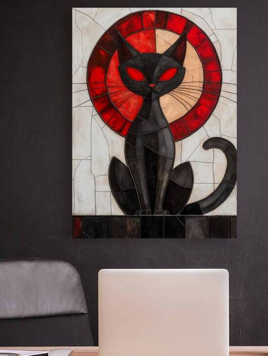 Stained Glass Black Cat by Anne Laure GOUPIL