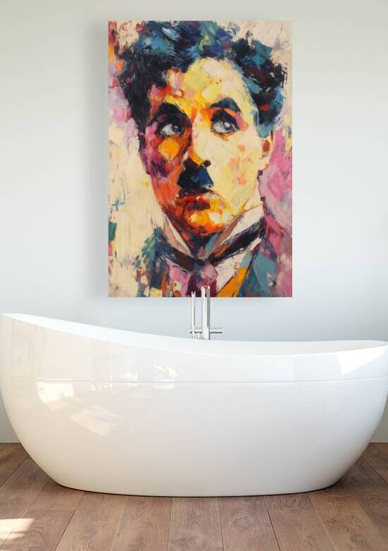 charly chaplin portrait oil abstract by NIKO Gallery