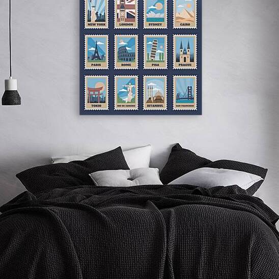 Travel postage stamps by Point Art