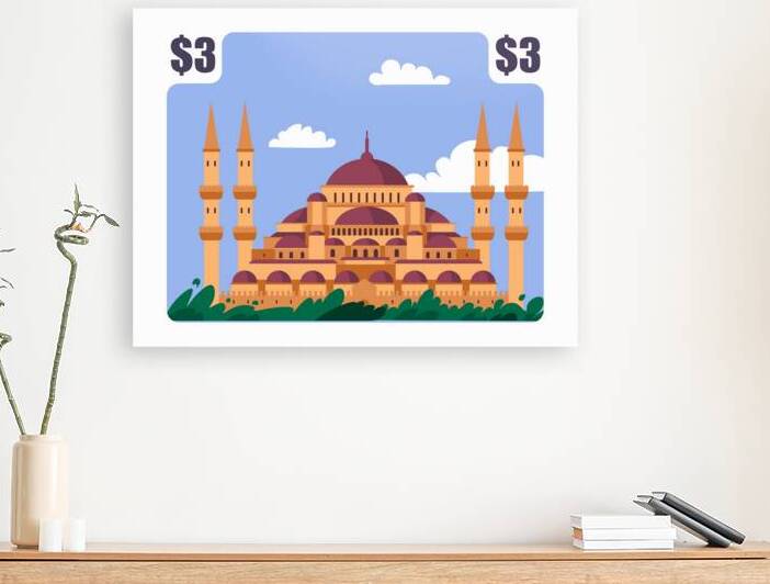 Mosque postage stamp  by Point Art