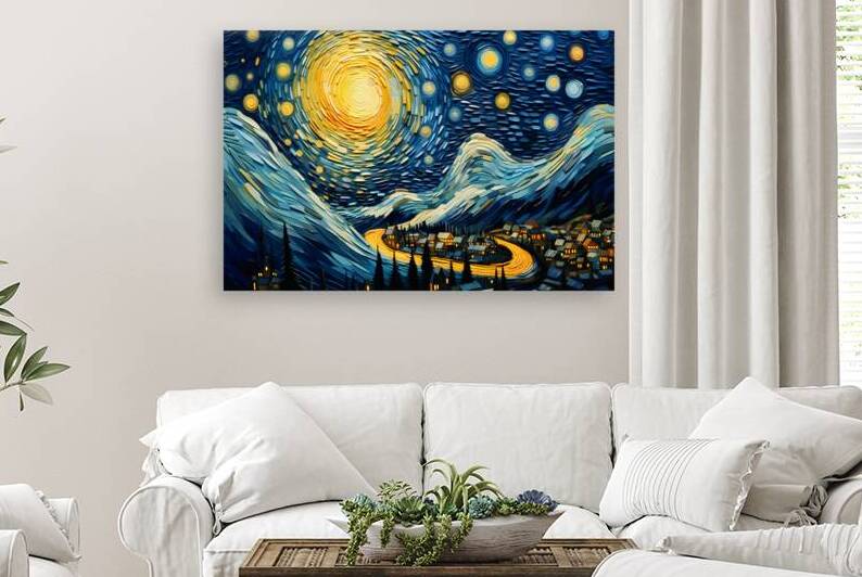 Cityscape with Moonlight by Point Art