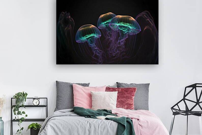 Jelly fish in deep dark water by Point Art