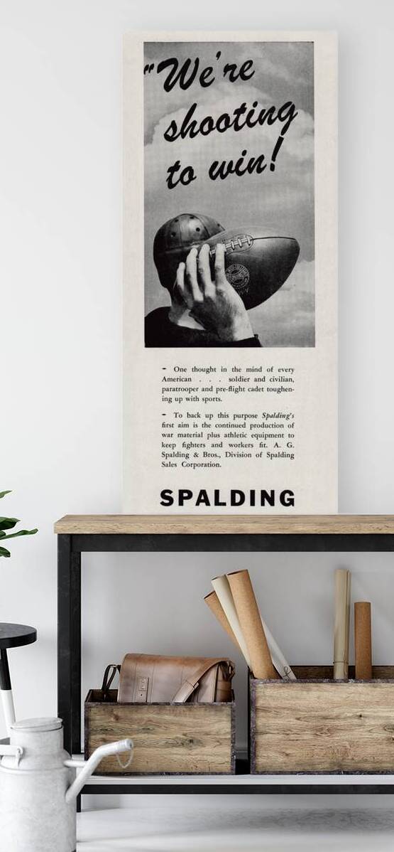 1944 Spalding Football World War II Ad by Row One Brand