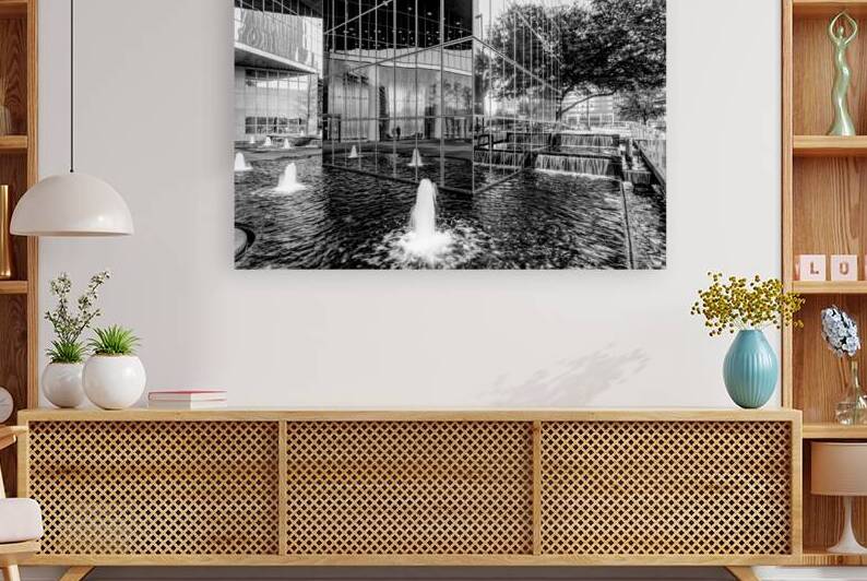 Fountains Waterfalls Reflections Dallas Grayscale by Jennifer White