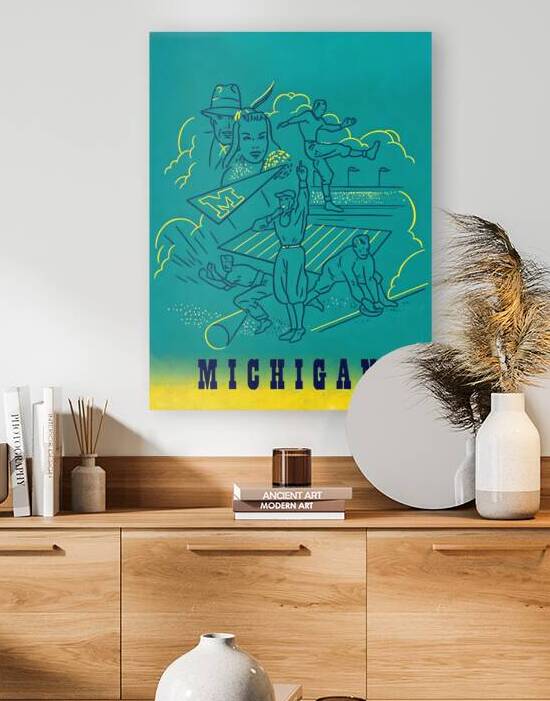 1940s Michigan Football Art Remix by Row One Brand