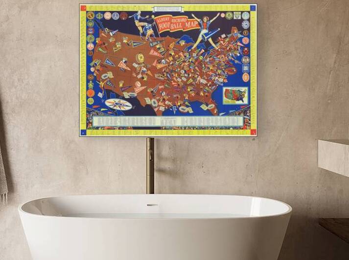 1940 Pictorial Football Map of the United States – Illustrated Map Depicting American Football Teams Stadiums College and Professional Teams Key Cities and Regional Football Culture by History In Your Home