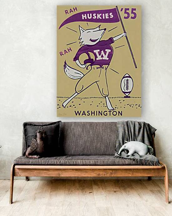 1955 Washington Huskies Cartoon Art Remix by Row One Brand