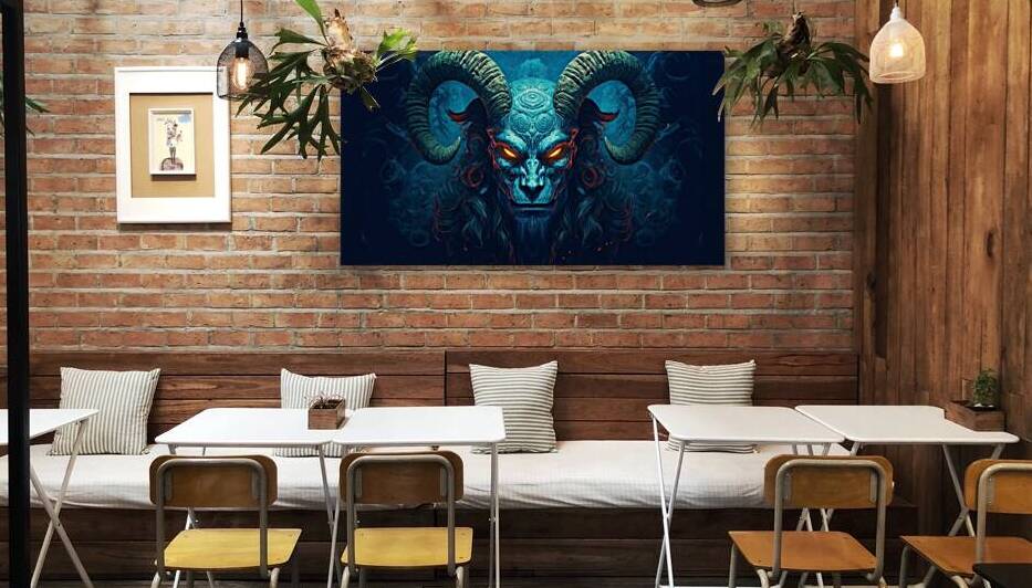 Abstract demon with horns by Point Art