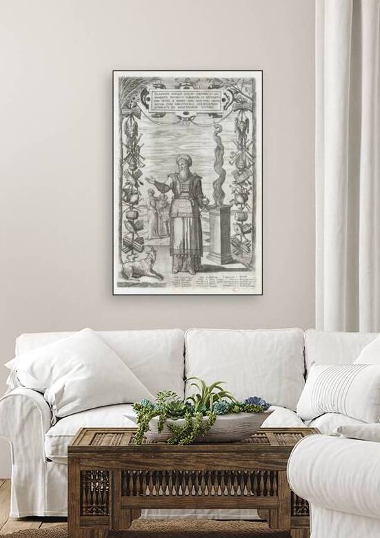 Hebrew Priest from the 1572 Polyglot Bible – Early Illustrated Biblical Figure Showing Priestly Garments Ritual Implements Sacred Vestments and Detailed Iconography from Renaissance-Era Scriptural Scholarship by History In Your Home