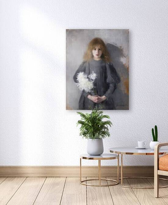 Girl with Chrysanthemums [1894] by Olga Boznanska [1865–1940] by MyCozyFineArt