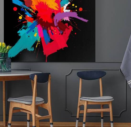 Vibrant Paint Splatter Art: Color Explosion on Black Background by MEGA