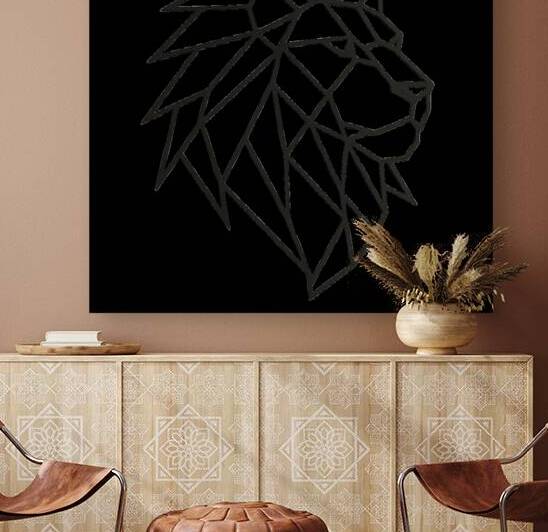 Geometric Lion Head – Bold Minimalist Metal Wall Art by Archamine