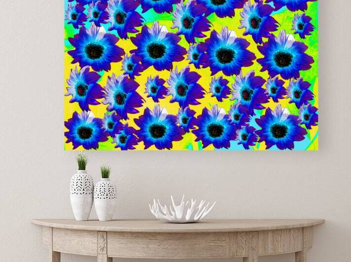 Abstract Vibrant Turquoise Sunflowers by Catriona Roberts Nature Photography and Designs