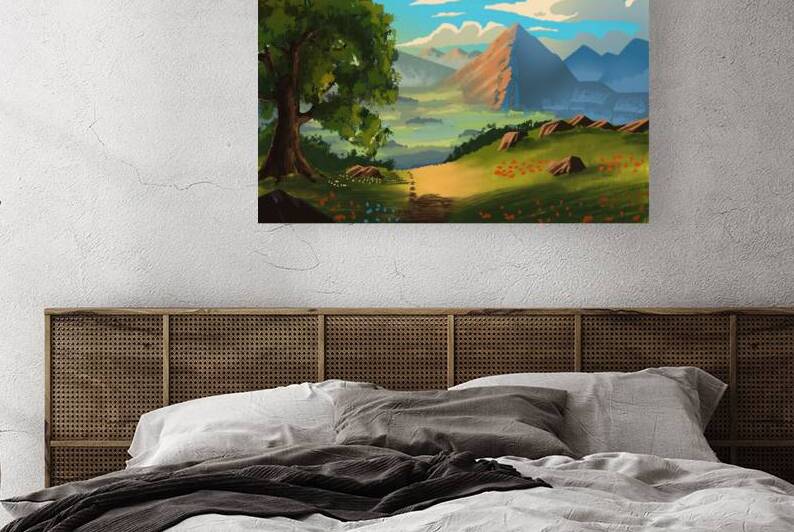 Serenity in Nature: A Tranquil Landscape Canvas by sarah illustrator