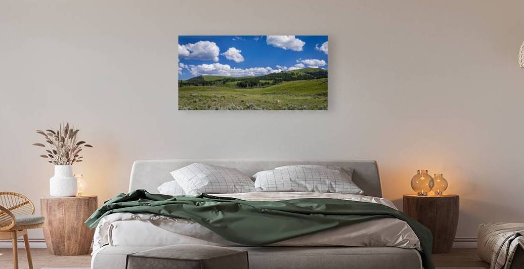 Pronghorn Grazing in Buffalo Ford Scenic Landscape Under Blue Sk by Gestalt Imagery