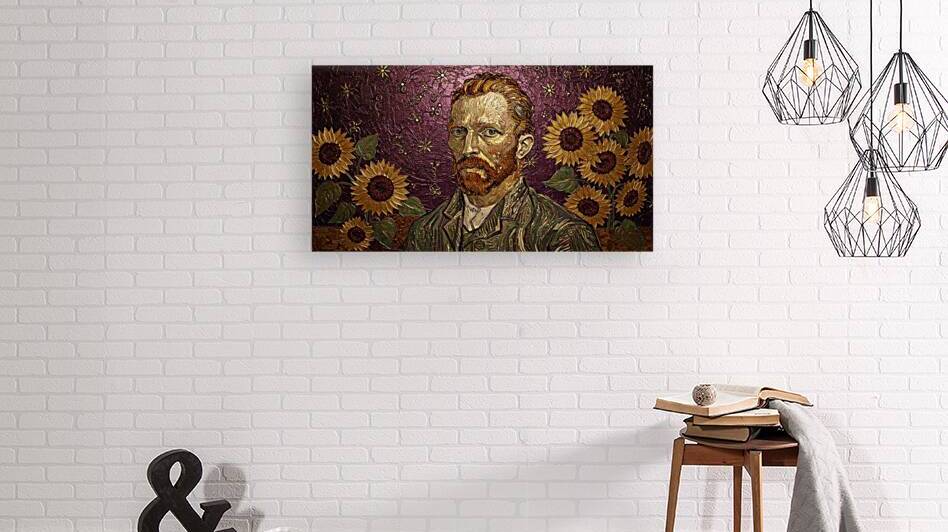 Vincent Van Gogh Sunflowers Gold Bronze Foil Impasto Painting Thick Textured Art by Sumer Paintings