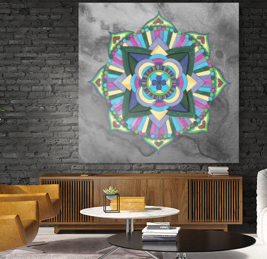 Hand Painted Mandala Watercolor Meditation On Gray by Irina Sztukowski