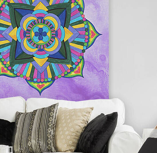Hand Painted Mandala Watercolor Meditation on Purple by Irina Sztukowski