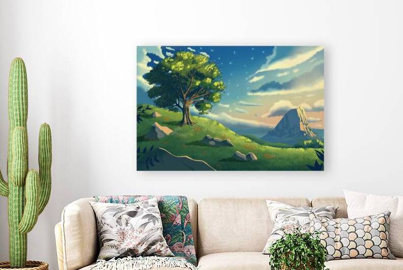 Whispers of Nature: Tranquil Landscape Canvas by sarah illustrator