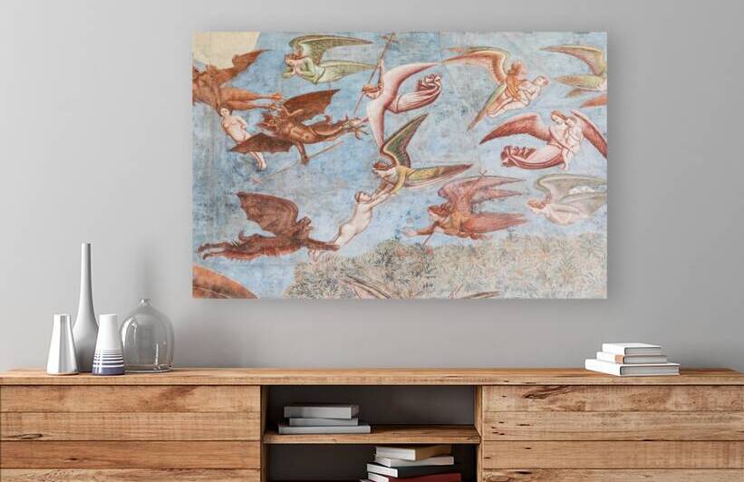 Gothic detail in the Inferno fresco Pisa cemetery 1336. Mediev by Paolo Modena