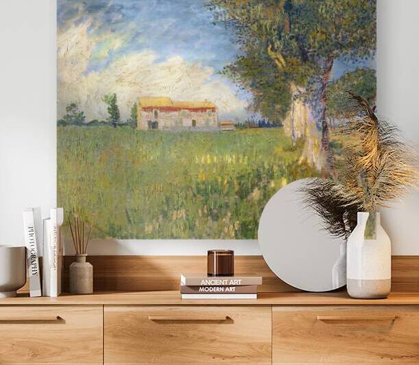 Farmhouse in a Wheat Field by Row One Brand