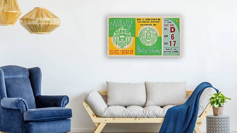 1936 Notre Dame Fighting Irish at Navy Midshipmen by Row One Brand