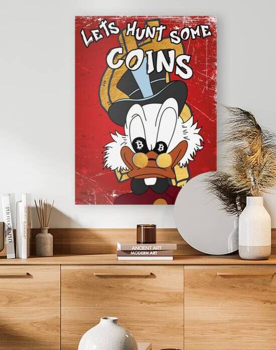 Let’s Hunt Some Coins – Bitcoin Pop Art Poster by Daveschloffiart