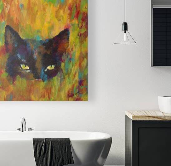 Black cat acrylic painting by Karen Kaspar