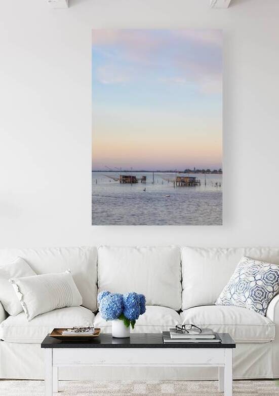 Italy Comacchio lagoon. Panorama with traditional house for fis by Paolo Modena