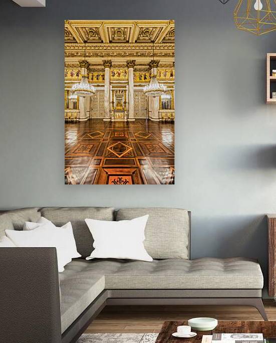 Baroque ballroom interior in Royal Palace. Luxury marble antiqu by Paolo Modena