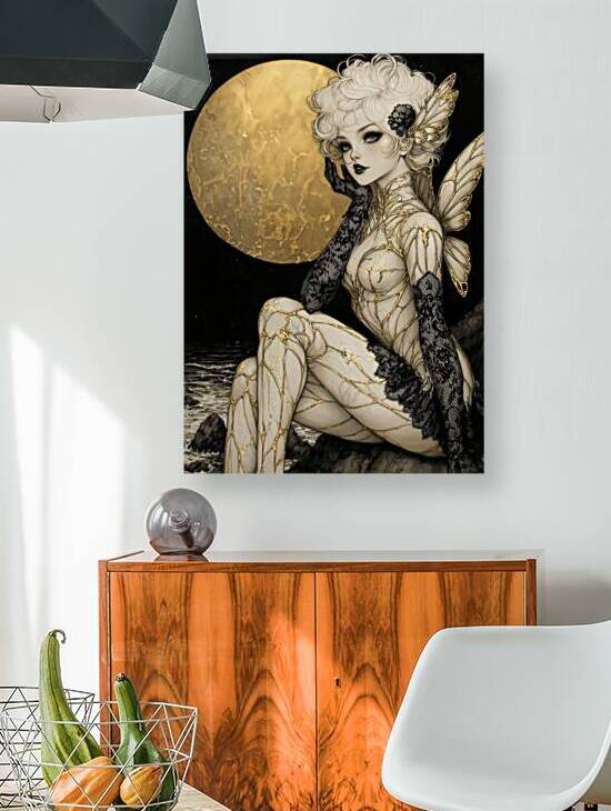 Golden Kintsugi Fairy – Gothic Moonlight Fantasy Art by Anne Laure GOUPIL