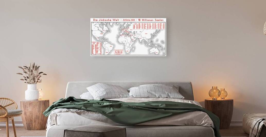 1926 World Map of Jewish Population – Global Statistical Map Showing Jewish Communities by Region During the Interwar Period by History In Your Home