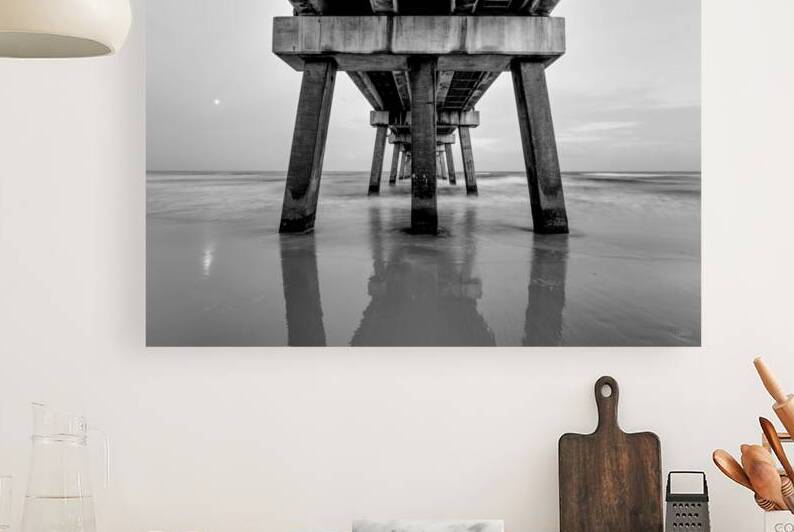 Dusk Under The Gulf State Park Pier Grayscale by Jennifer White