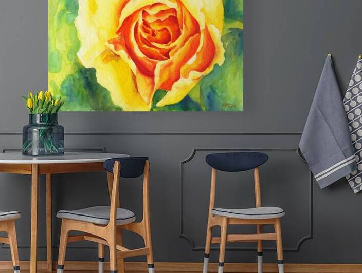Yellow rose watercolor painting  by Karen Kaspar