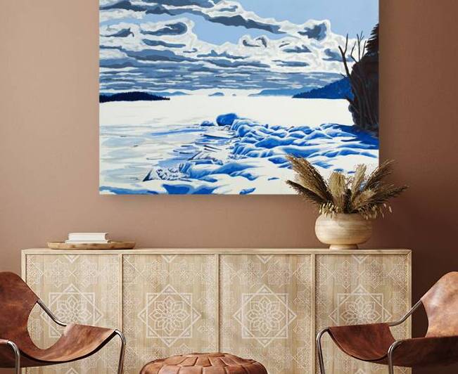 Mink Bay Winter Clouds Painting by Stephen Emms