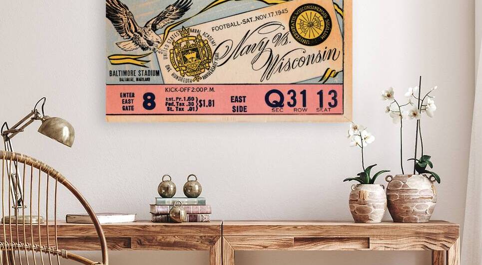 1945 Wisconsin Badgers at Navy Midshipmen by Row One Brand