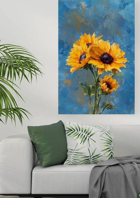 Ciel Baigne De Soleil - Sun-Kissed Sky - Sunflower Portrait Art Prints by Savage Art Prints
