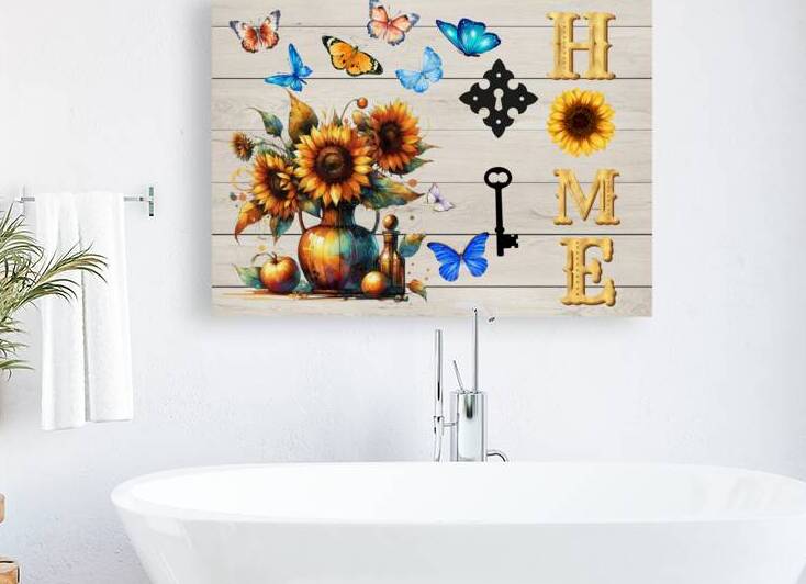 Sunflower Wall Art – Vibrant Rustic Floral Print for Farmhouse Home Decor Kitchen Bedroom or Office by DesignedByM