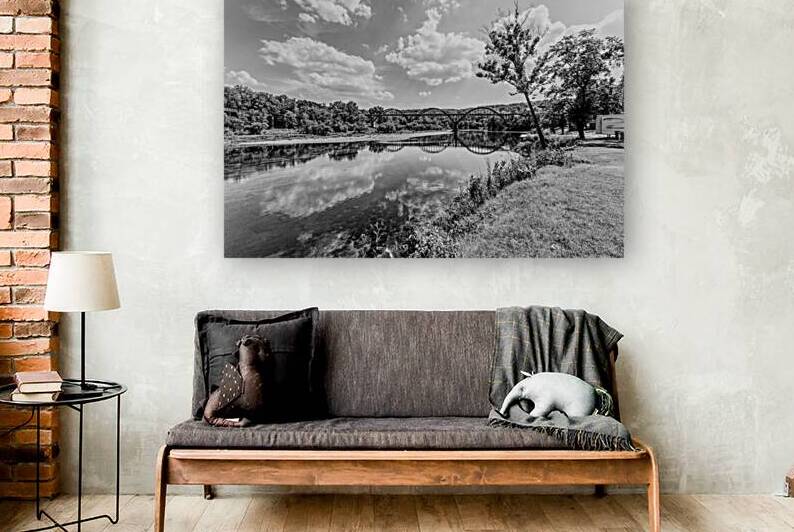 RM Ruthven Bridge Reflections Grayscale by Jennifer White