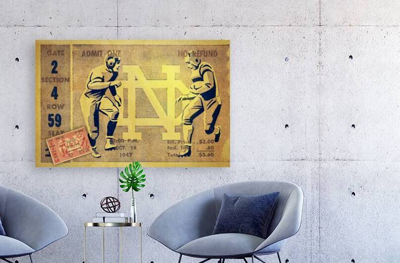 1947 Notre Dame Football Ticket Remix II by Row One Brand
