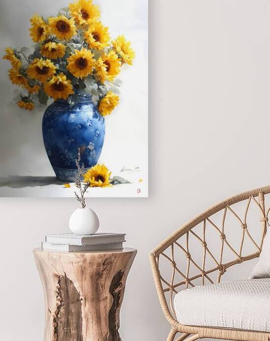 Eclat De Tournesols - Burst Of Sunflowers - Sunflower Vase Art Prints by Savage Art Prints