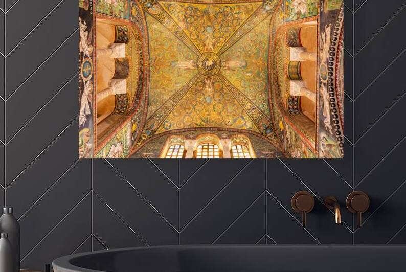 Italy San Vitale Basilica interior decor with mosaic by Paolo Modena